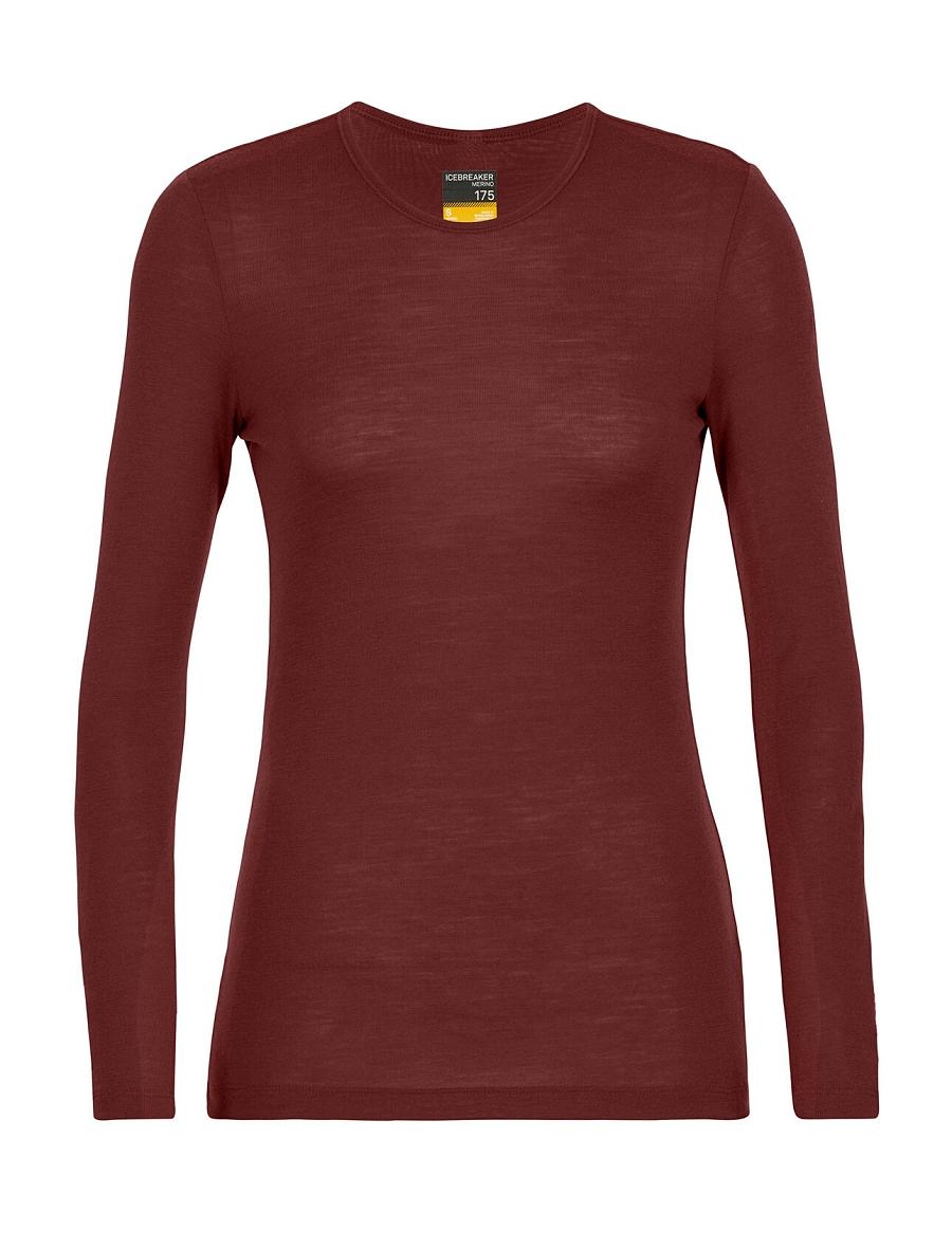 Icebreaker Merino 175 Everyday Long Sleeve Crewe Thermal Top Naisten Base Layers Punainen | FI 1910OKIR